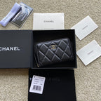 CC Classic Zipper Card Holder Black Sheepskin Silver Steel 229632