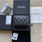 CC Classic Zipper Card Holder Black Sheepskin Silver Steel 229632