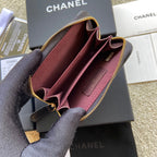 CC Classic Zipper Card Holder Black Sheepskin GHW 156537