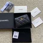 CC Classic Zipper Card Holder Black Caviar GHW 156535
