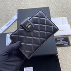 CC A48667 Zip Pocket Wallet Black Sheepskin Silver Steel 229764