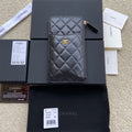 CC Classic Phone Pouch Black Lambskin GHW 229648