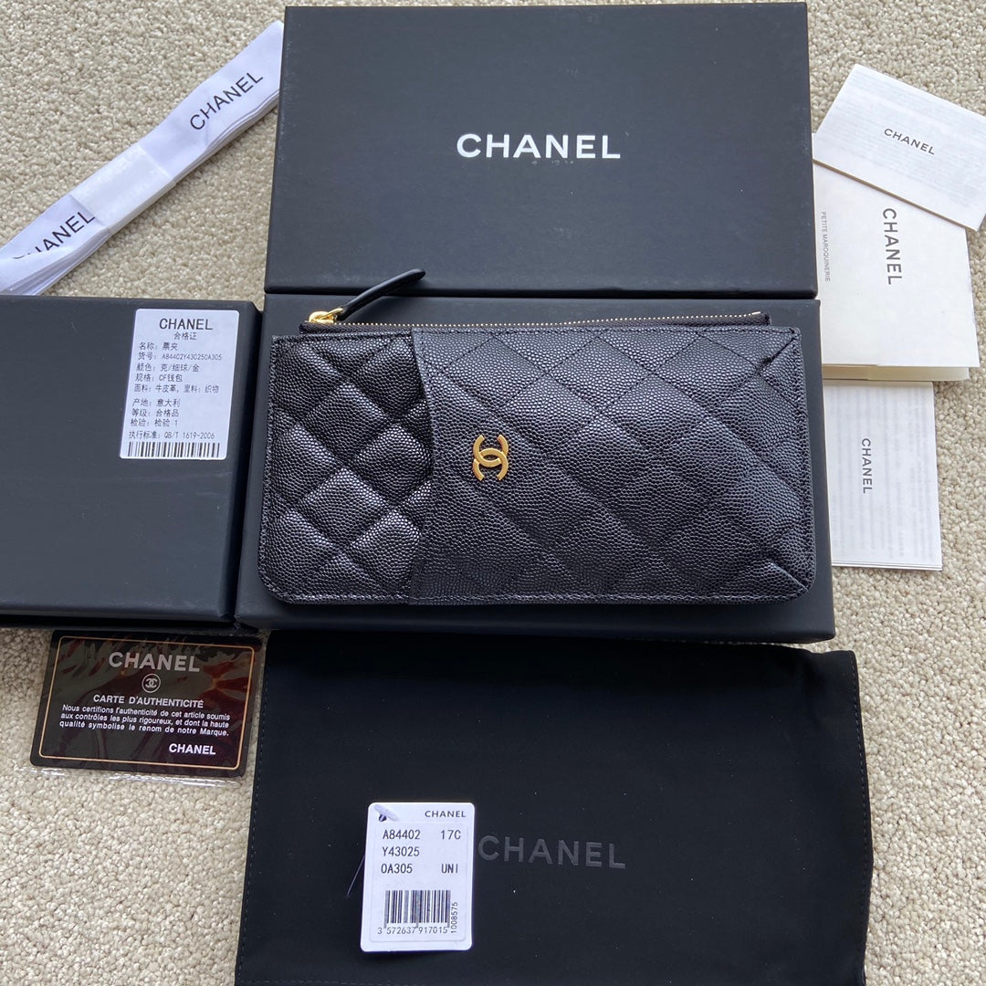 CC Classic Phone Pouch Black Caviar GHW 229654