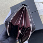CC A50097 Classic Zipper Wallet Black Lambskin Sliver Steel 229660