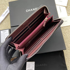 CC A50097 Classic Zipper Wallet Black Lambskin Sliver Steel 229660