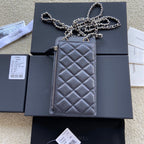 CC Compact Double Pouch Black Caviar Sliver Steel 229639
