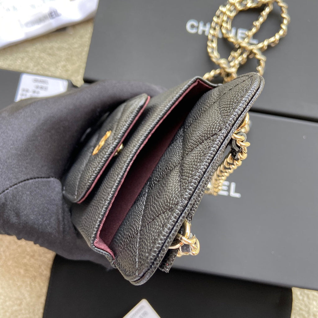 CC Compact Double Pouch Black Caviar GHW 229641