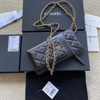 CC Compact Double Pouch Black Sheepskin GHW 229643