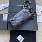 CC Compact Double Pouch Black Sheepskin Silver Steel 229645