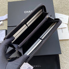 CC Sliver Buckle Boy Zipper Coin Wallet Black Sheepskin 229741