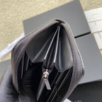 CC Sliver Buckle Boy Zipper Coin Wallet Black Caviar 229743