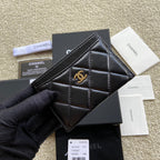 CC Classic Card Holder Black Sheepskin GHW 173996
