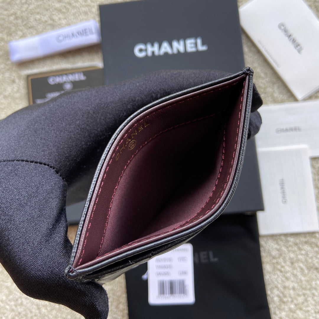 CC Classic Card Holder Black Sheepskin GHW 173996