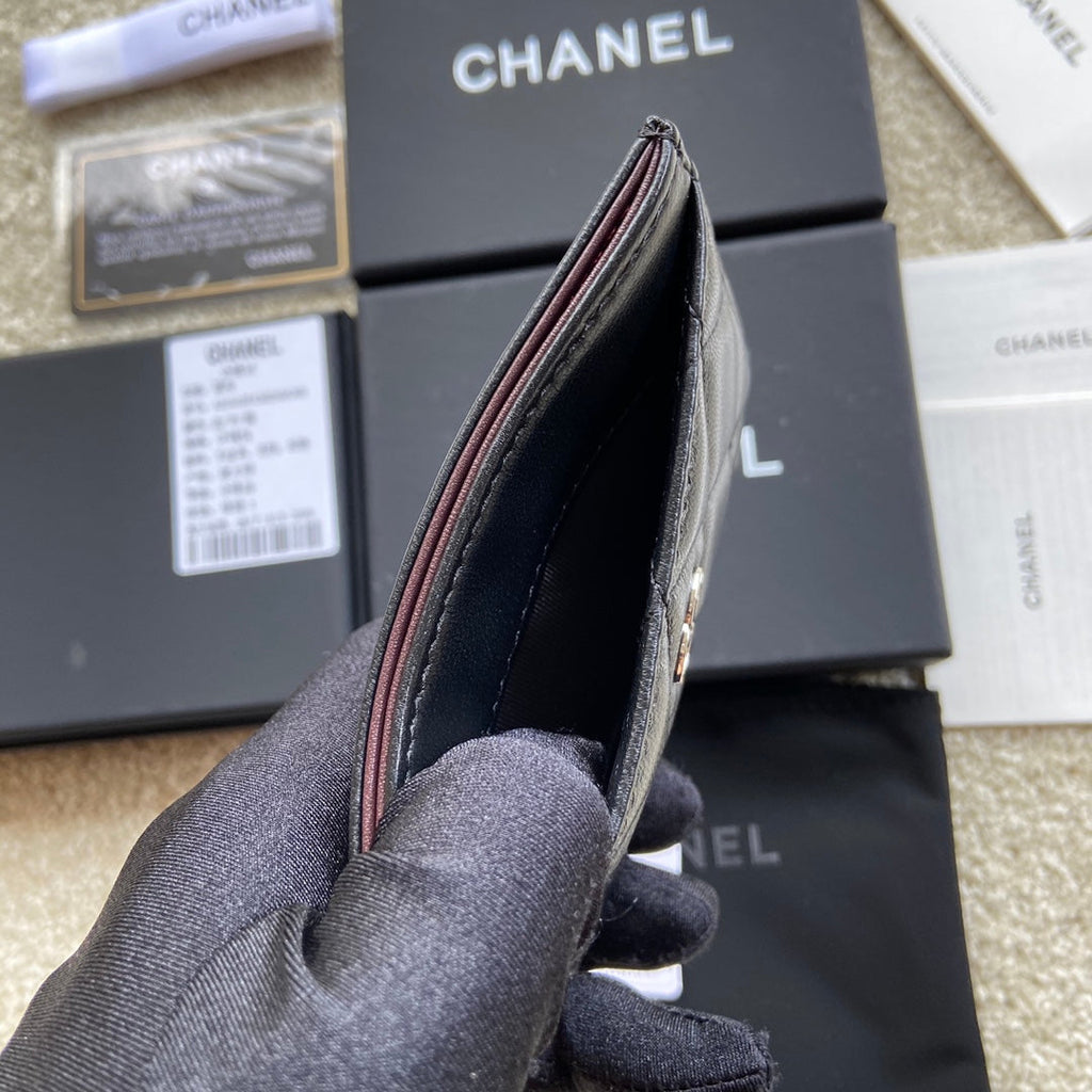 CC Classic Card Holder Black Sheepskin Sliver Steel 173997