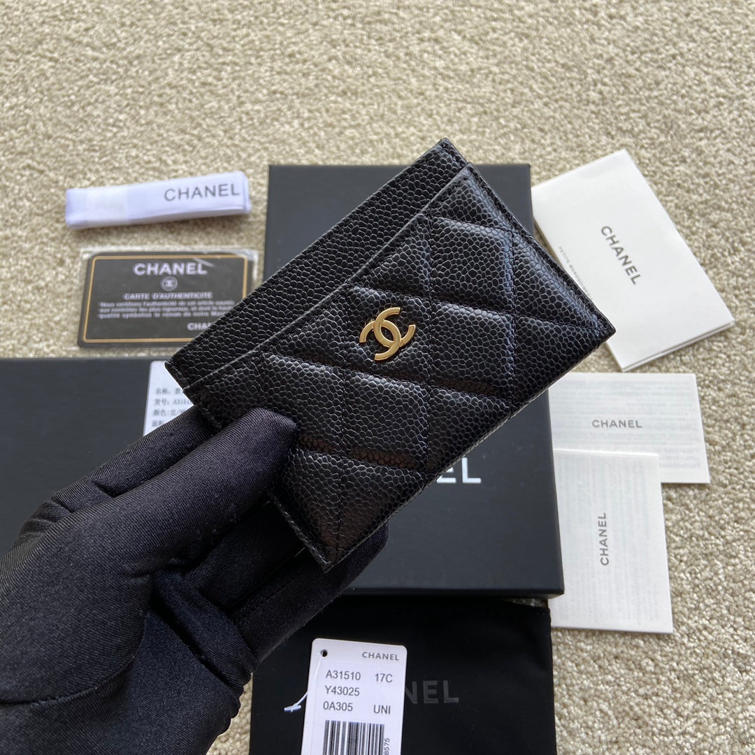 CC Classic Card Holder Black Caviar GHW 173998