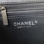 FLAP BAG 20 IN BLACK CALFSKIN SILVER CHAIN
