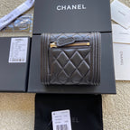 CC Boy Small Flap Wallet Black Sheepskin GHW 156518