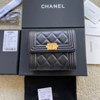 CC Boy Small Flap Wallet Black Sheepskin GHW 156518