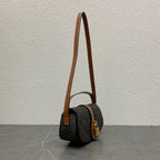 Celine Tabou Clutch on Strap Triomphe Black Brown Canvas & Calfskin
