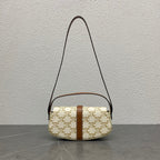 Celine Tabou Clutch on Strap Triomphe Beige Brown Canvas & Calfskin