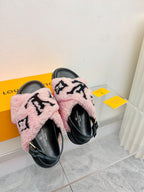 LV Paseo Flat Comfort Sandal Pink Black Fleece