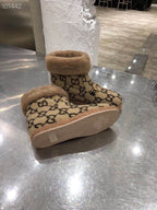 Gucci 2025 Monogram Boot Beige Black Wool 564784