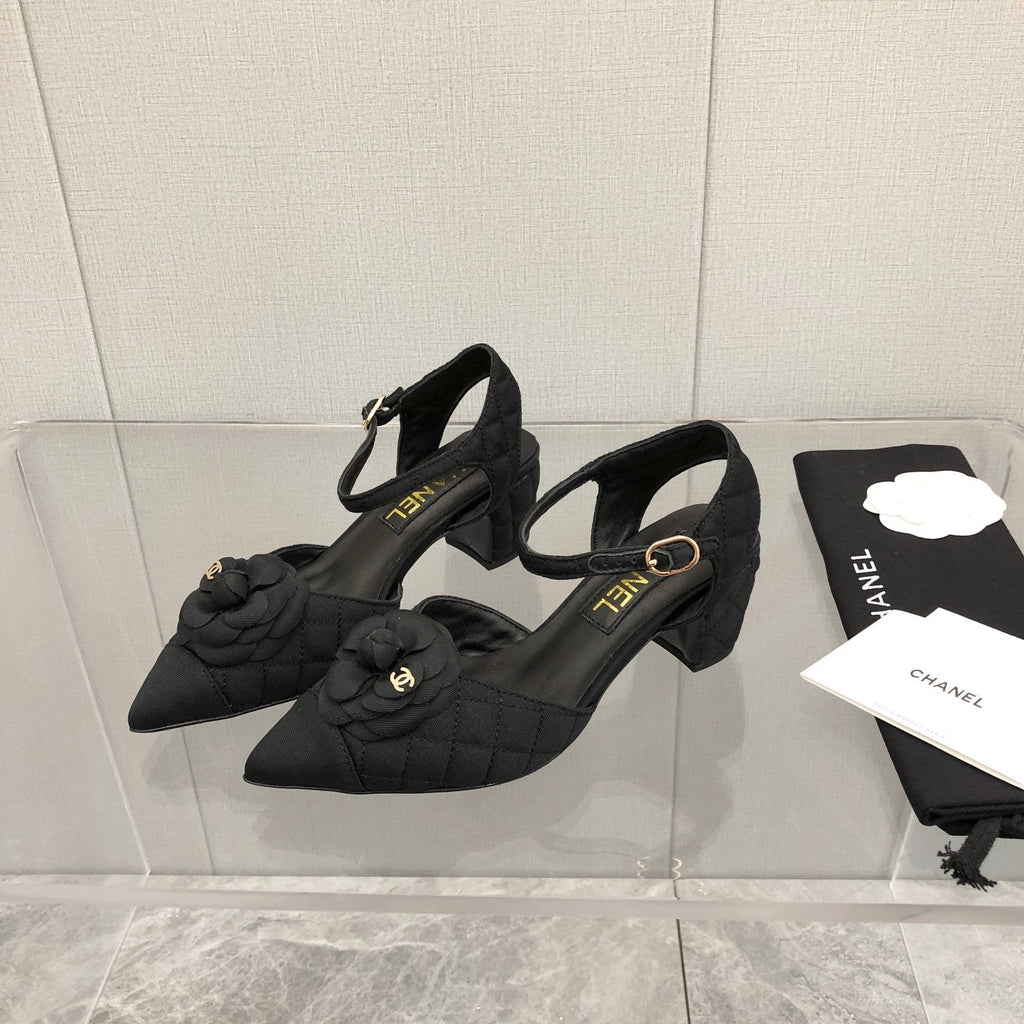 CC 25C 5CM Slingback Flats Black  Fabric 213241