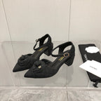 CC 25C 5CM Slingback Flats Black  Fabric 213241