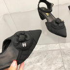 CC 25C 5CM Slingback Flats Black  Fabric 213241