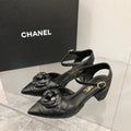 CC 25C 5CM Slingback Flats Black Leather 213242