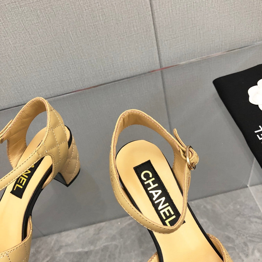 CC 25C 5CM Slingback Flats Buff Yellow Leather 213243