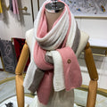LP Scarf 190 CM In Pink Mix White Earth Brown Cashmere 649678