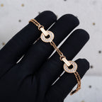 BVL 3 Motifs Full Diamond Pink Gold Bracelet