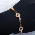 BVL 3 Motifs Full Diamond Pink Gold Bracelet