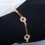 BVL 3 Motifs Full Diamond Pink Gold Bracelet