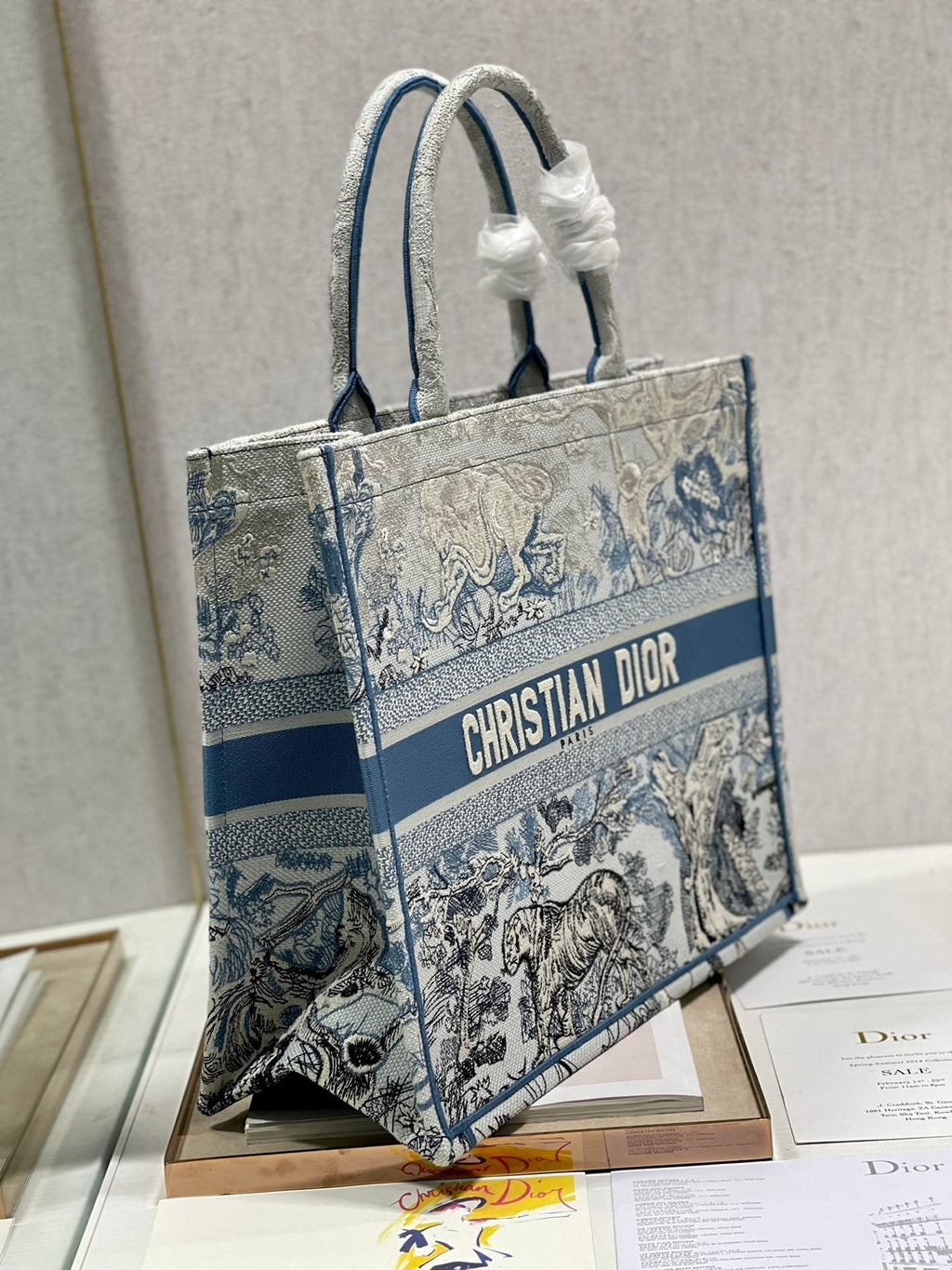 Large CD Book Tote 42cm Gradient Blue Tiger