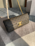 CHAIN SHOULDER BAG CLAUDE 33 IN BLACK TRIOMPHE CANVAS GOLD HARDWARE