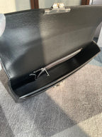 CHAIN SHOULDER BAG CLAUDE 33 IN BLACK CALFSKIN SILVER HARDWARE