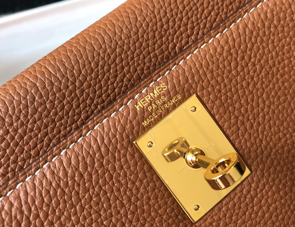 HM KELLY 25CM YELLOW OCHRE TOGO GOLD HARDWARE