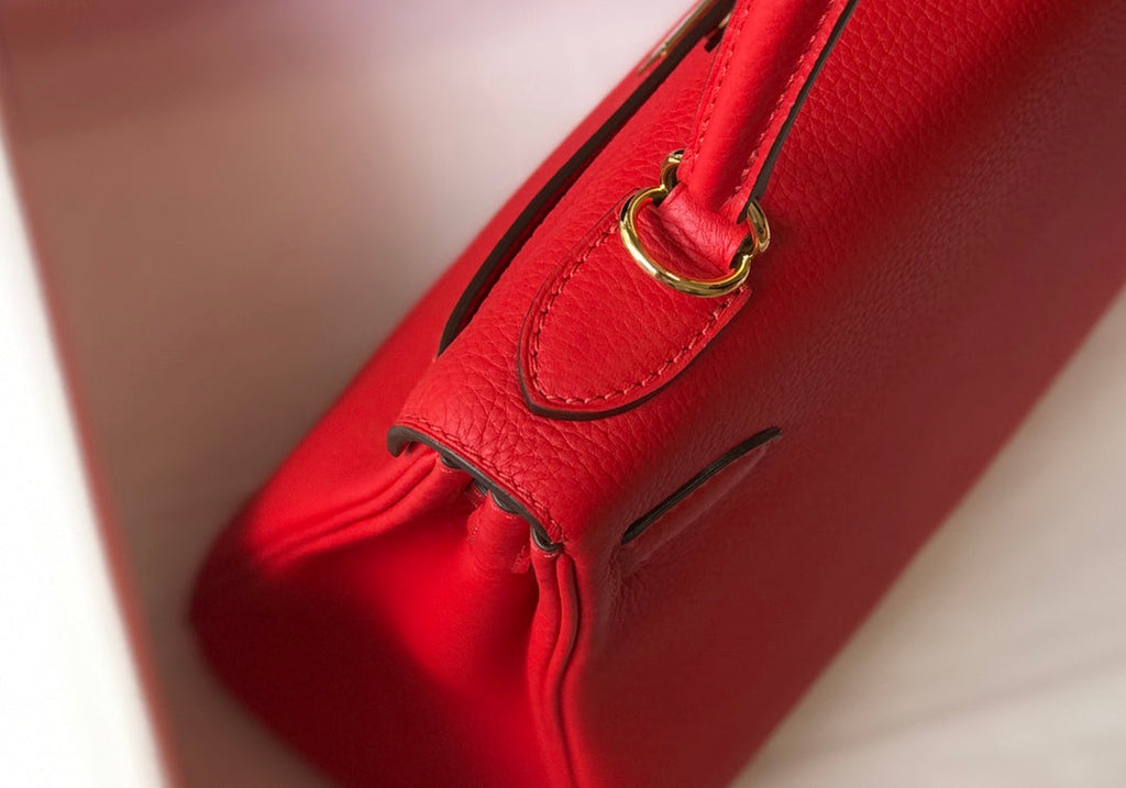 HM KELLY 28CM RED TOGO GOLD HARDWARE