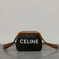 Celine Camera Bag 20 Bag With Logo Triomphe Black Brown Canvas & Calfskin