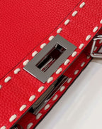 PEEKABOO ISEEU 33 IN RED GRAINED CALFSKIN SILVER HARDWARE
