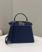 PEEKABOO ISEEU 33 IN NAVY BLUE GRAINED CALFSKIN SILVER HARDWARE