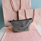HANDBAG 19 IN BLACK CALFSKIN WITH CRYSTAL