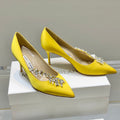 Manolo Women's Nadira Pumps 70 Yellow Satin
