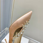Manolo Women's Nadira Pumps 70 Beige Satin