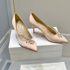 Manolo Women's Nadira Pumps 70 Beige Satin