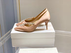 Manolo Women's Nadira Pumps 70 Beige Satin