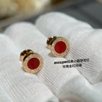 BVL EARRINGS CLUSTER CARNELIAN PINK GOLD