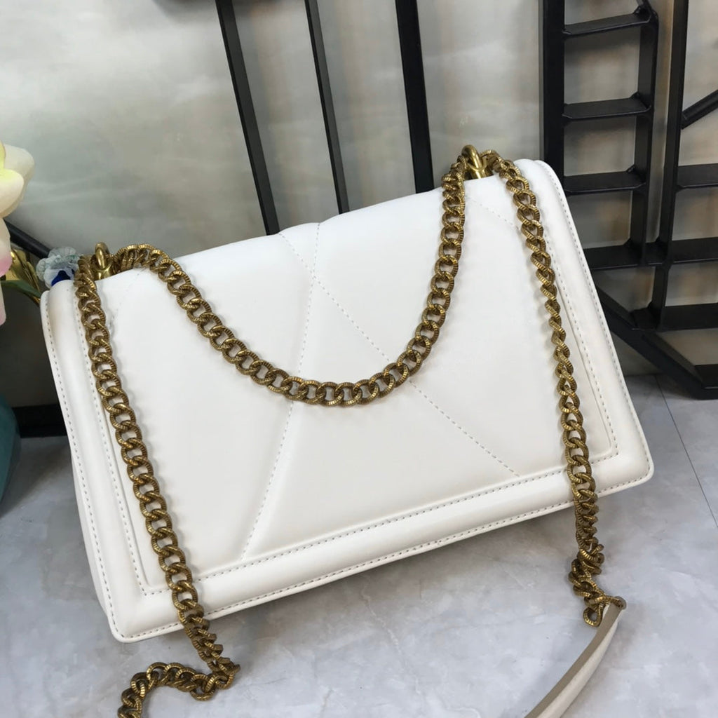 large devotion 26 shouder bag white cafskin